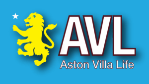Aston Villa Life logo, with lion rampant and a star, and a subhead of 'Aston Villa Life' on a sky-blue background.